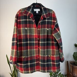 Vintage Jones New York Plaid Wool Tartan Style Coat, USA Made